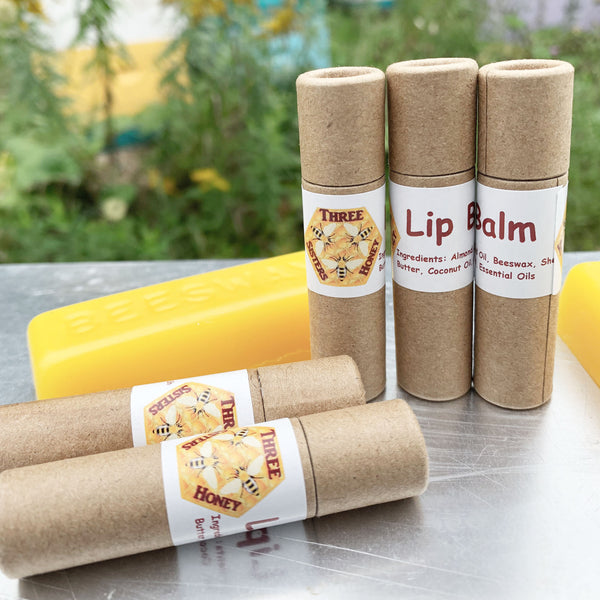 collection of beeswax lip balm tubes