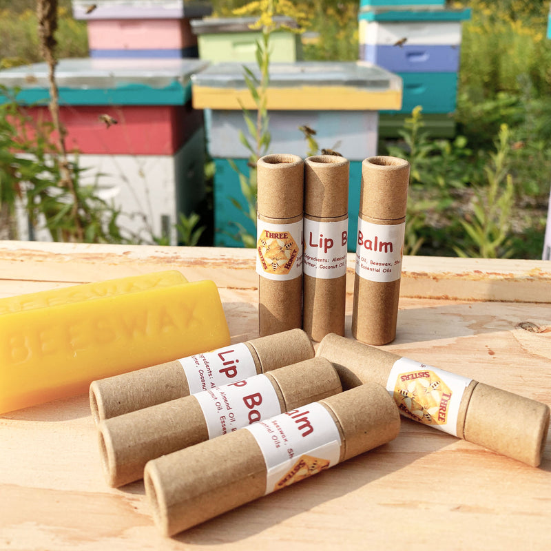 collection of beeswax lip balm tubes